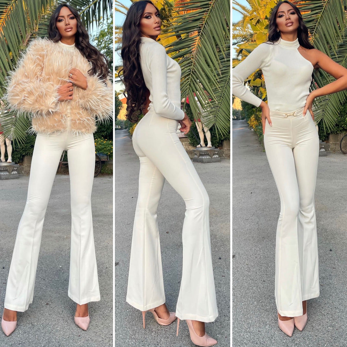 Pantalone a zampa bianco