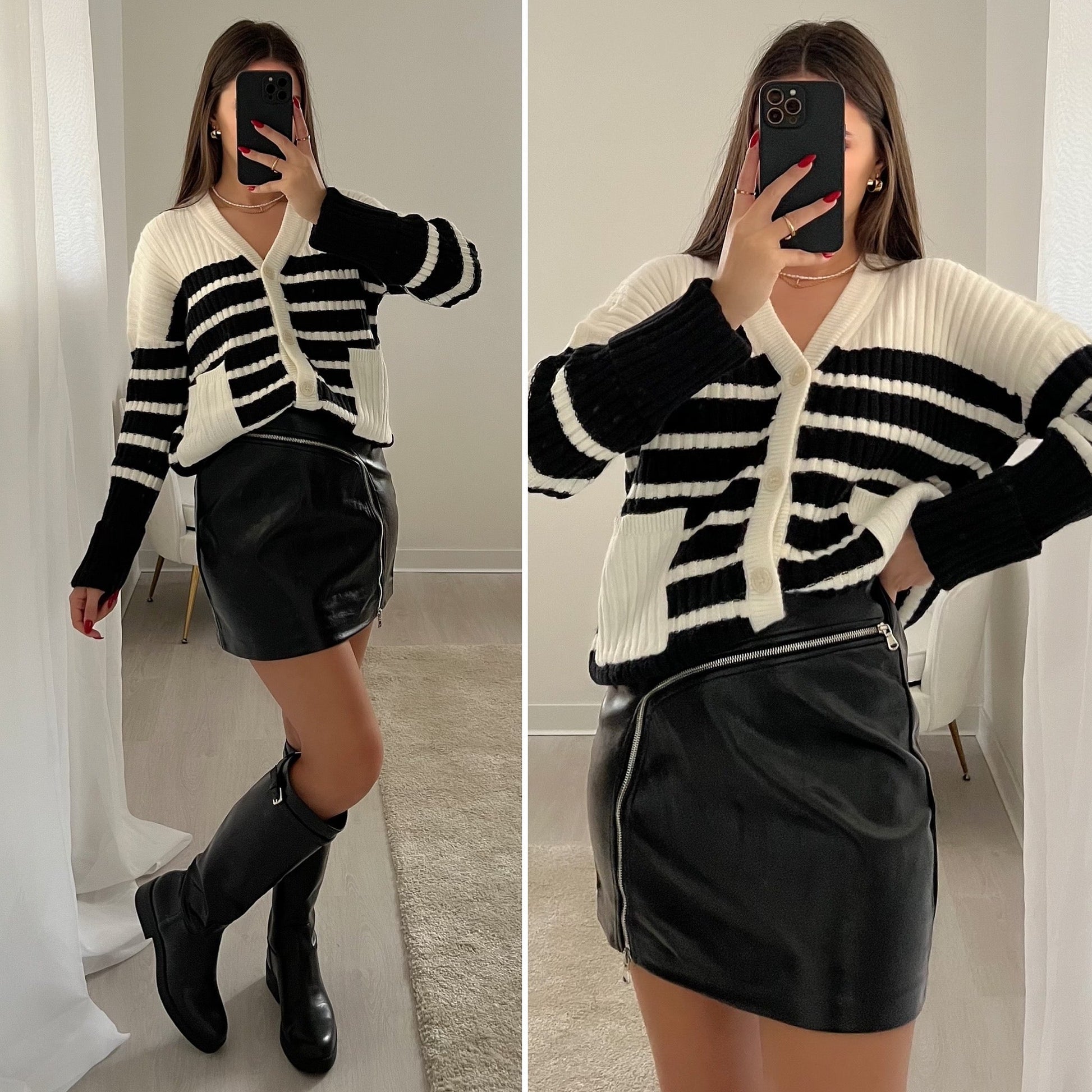 Cardigan bianco e nero