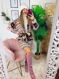 Cardigan con frange e cuori Marrone Rosa