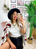 Giacca Donna Con fiori rossi