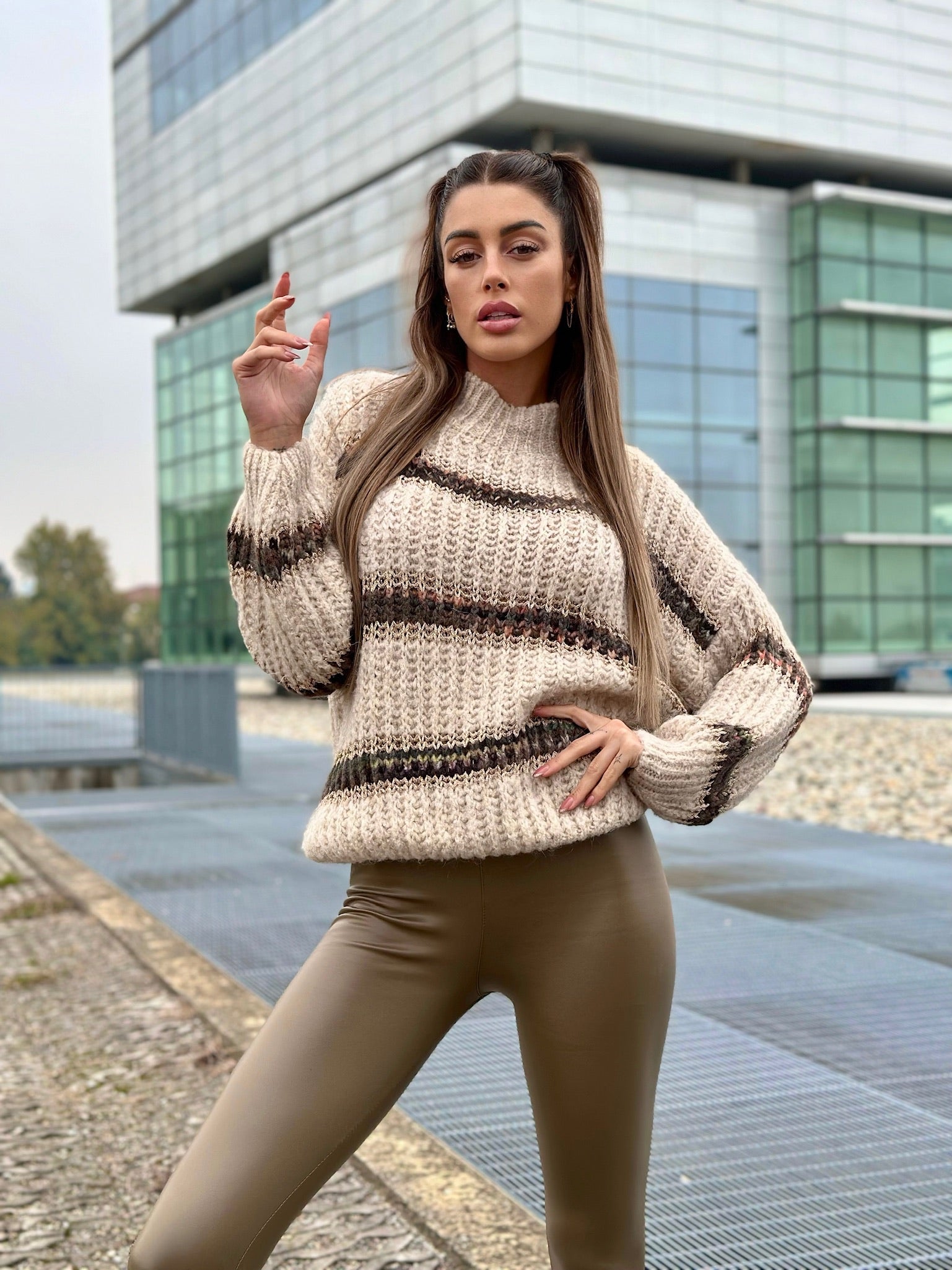 Maxi maglione con dettaglio lurex
