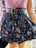 Gonna a balze fiori base nera
