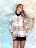 Giacca a quadri Rosa con frange