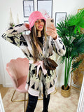 Cardigan frange e cinta con cavallo Rosa