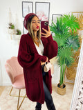 Cardigan lungo bordeaux