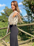 Top in raso beige