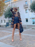 Giacca pied de poule Camel e nera