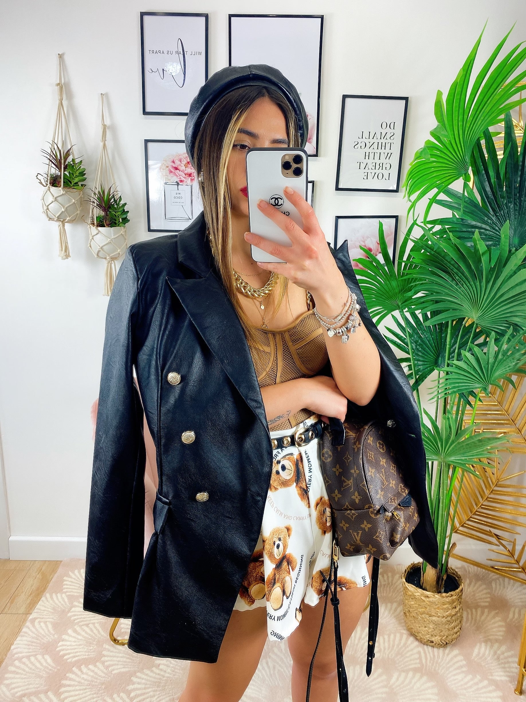 Blazer in ecopelle Nero