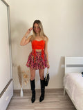 Top rosso con spalline in strass