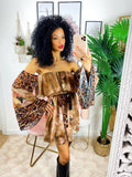 Abito a kimono maculato beige