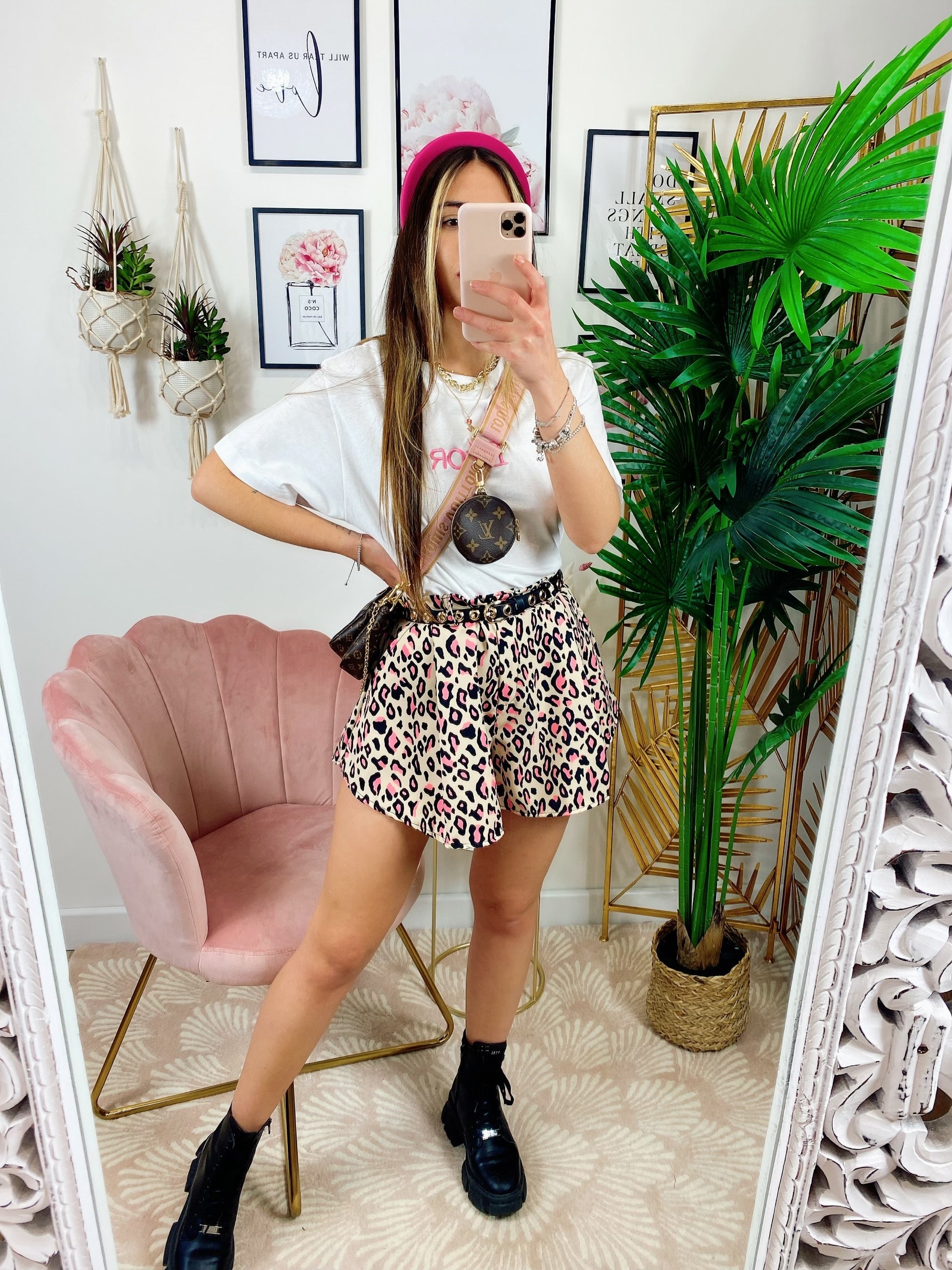 Short maculato beige Dettagli Rosa