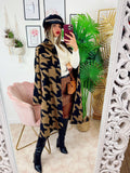 Giacca pied de poule Camel e nera