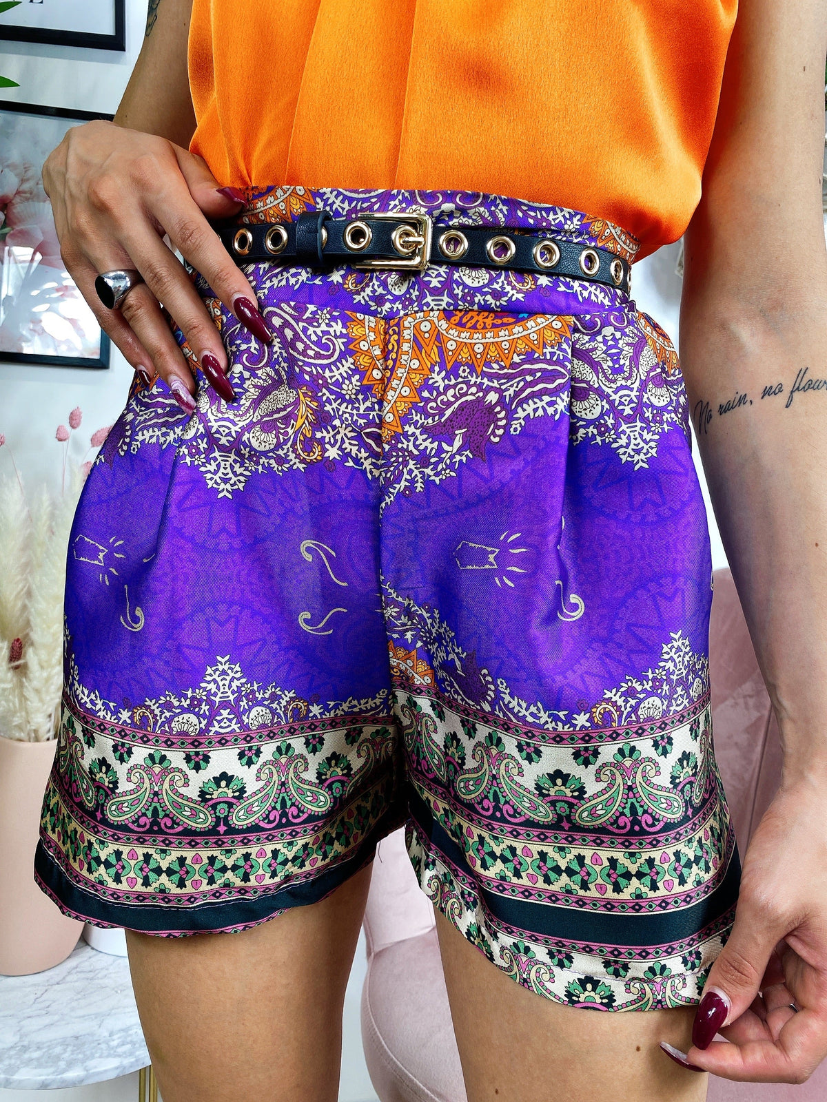 Short etnico dettaglio Arancio