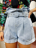 Short in jeans con cintura