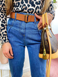 Jeans boyfriend con cintura compresa brown