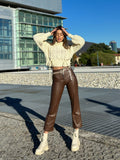 Maglione panna con trecce