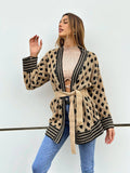Cardigan con frange a rombi nude