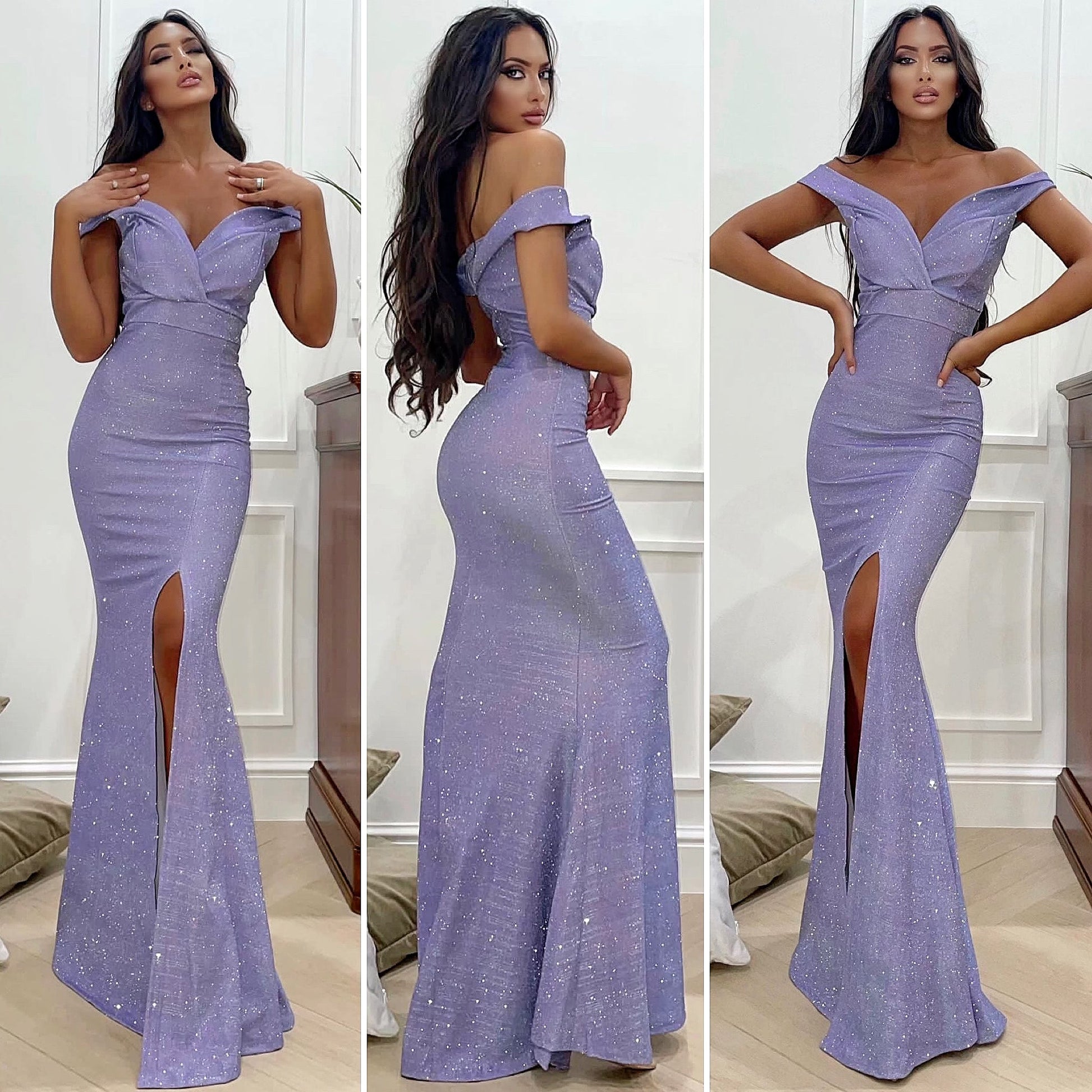 Dress Lungo con spacco per evento lilla