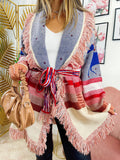 Cardigan con frange colorato con cavalli