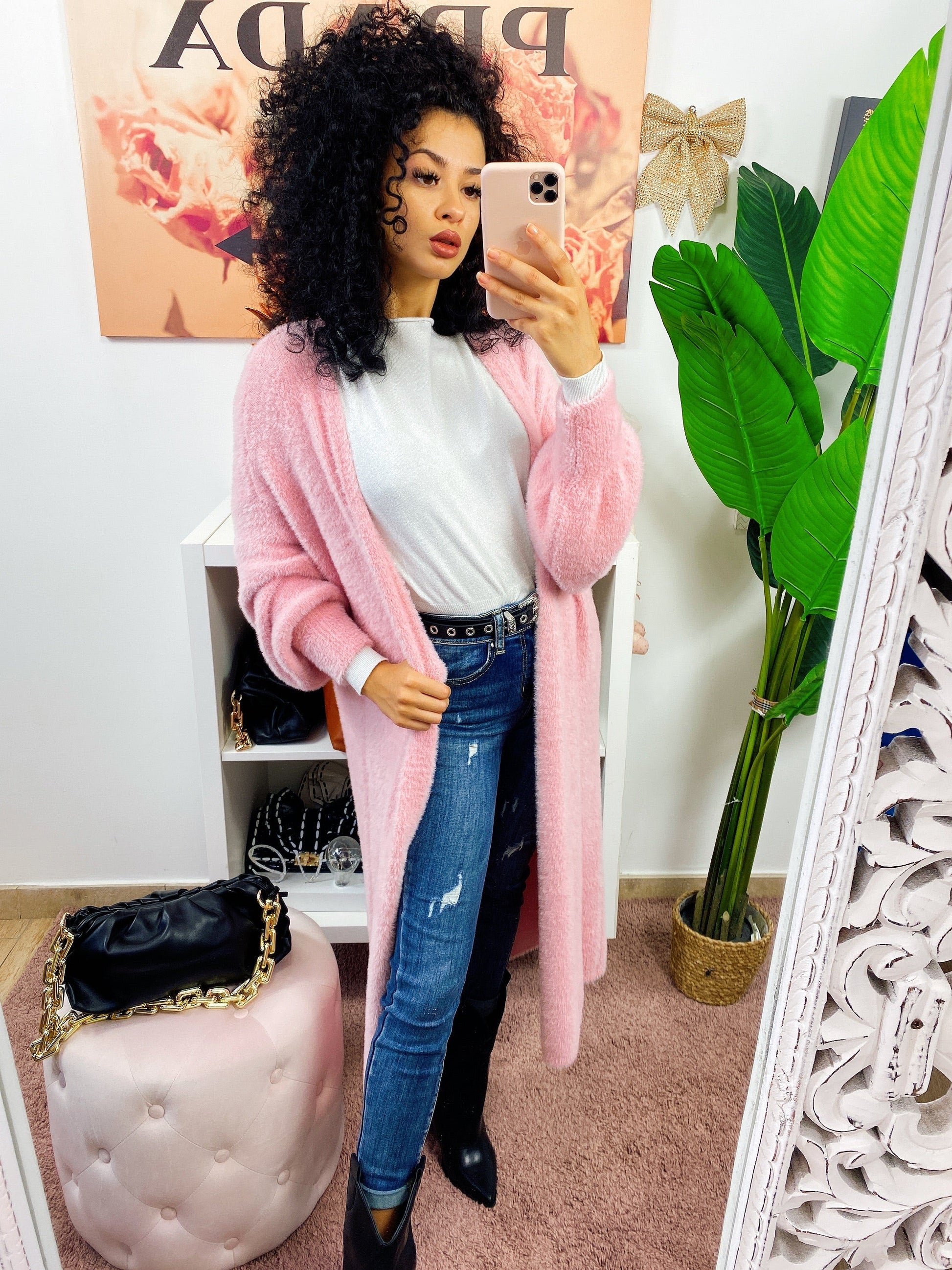 Cardigan lungo morbidissimo rosa