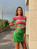 Gonna aderente verde con punto luce
