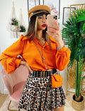 Camicia con bottoni gold arancio