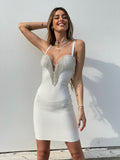 Abito bustier bianco con frange
