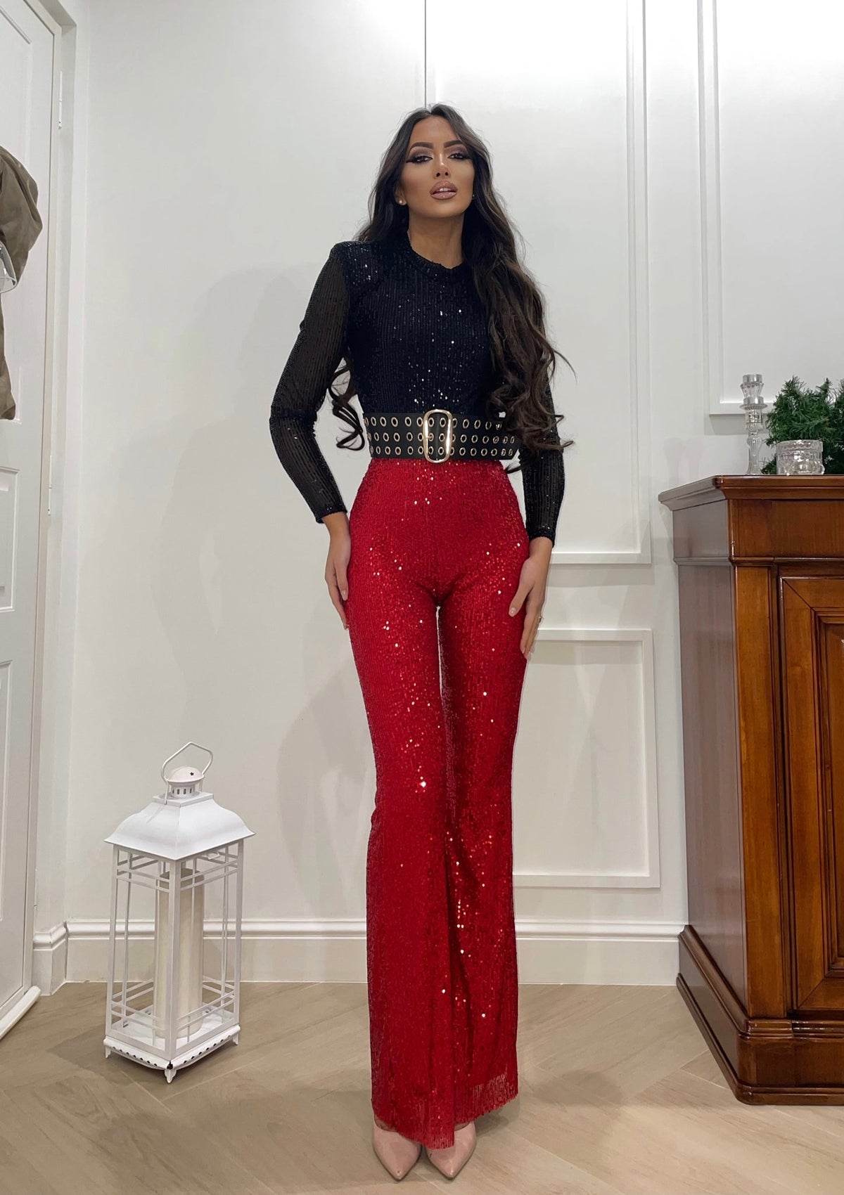 Completo Pantalone e body in paillettes