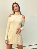 Maxi maglia a collo alto beige