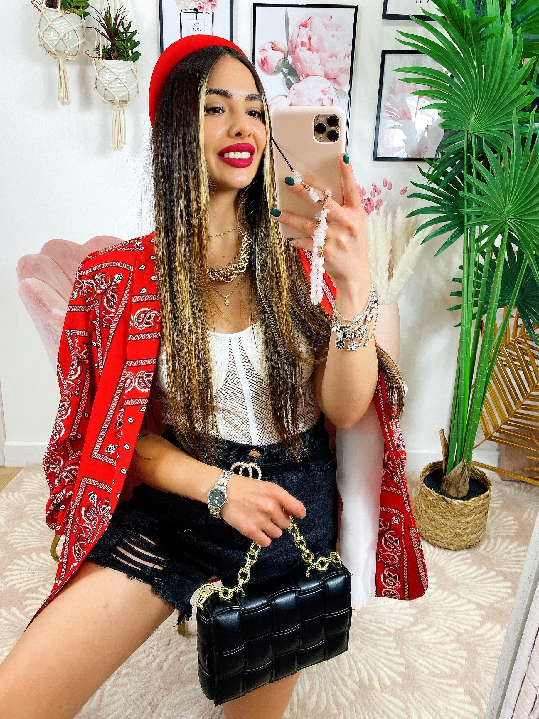 Giacca effetto bandana Rossa