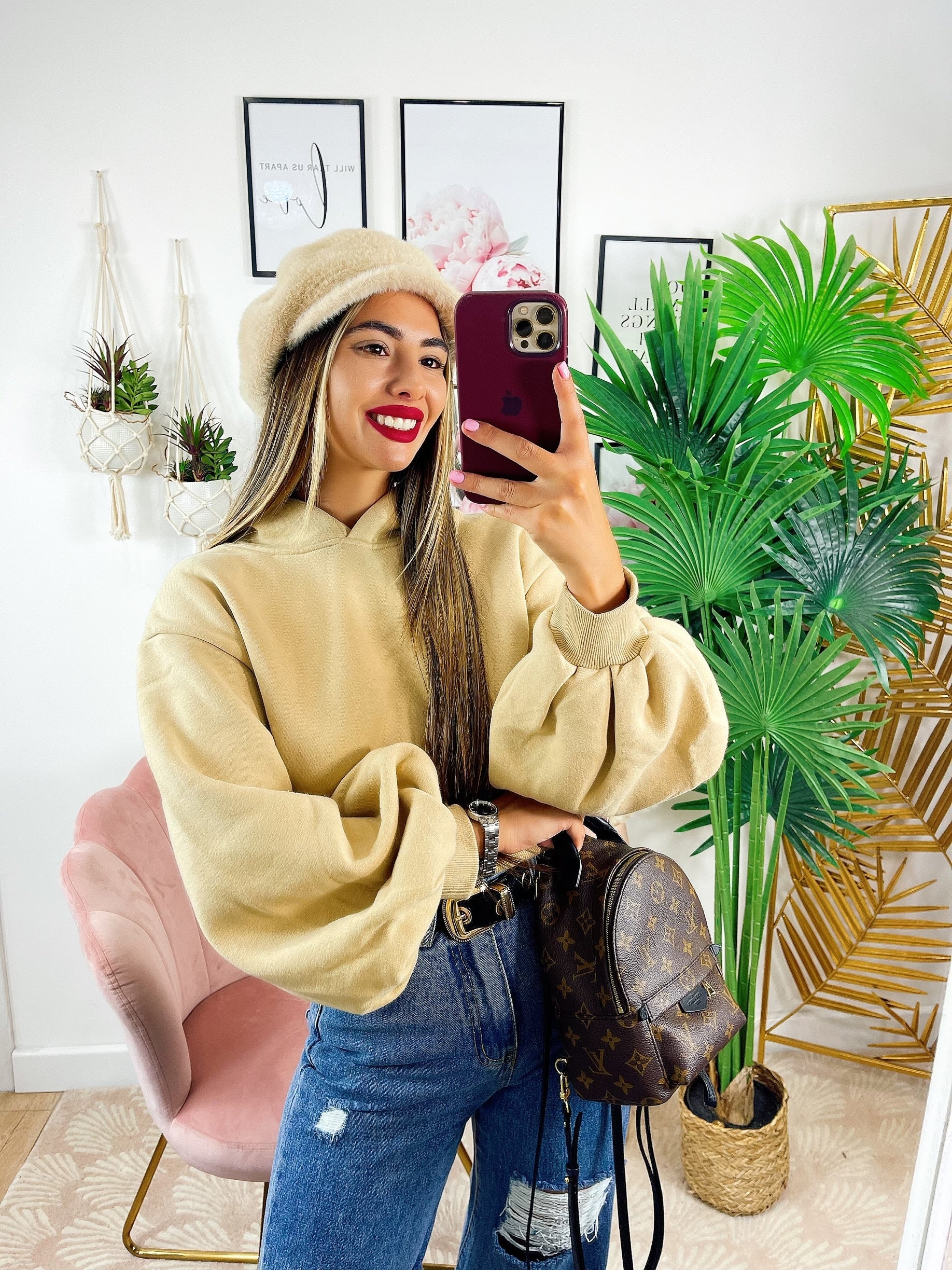 Felpa beige manica ampia