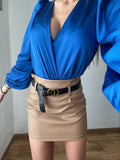 Gonna in ecopelle con cintura nude