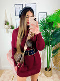 Abito in maglia bordeaux