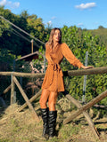Abito in raso camel