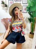 Camicia smanicata con borsetta base gialla