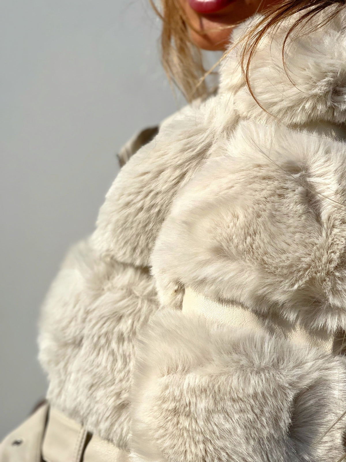 Giaccone beige con pelo morbidissimo