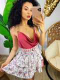 Gonna a balze fiori base bianca