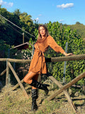 Abito in raso camel