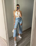 Jeans con cuore e strass
