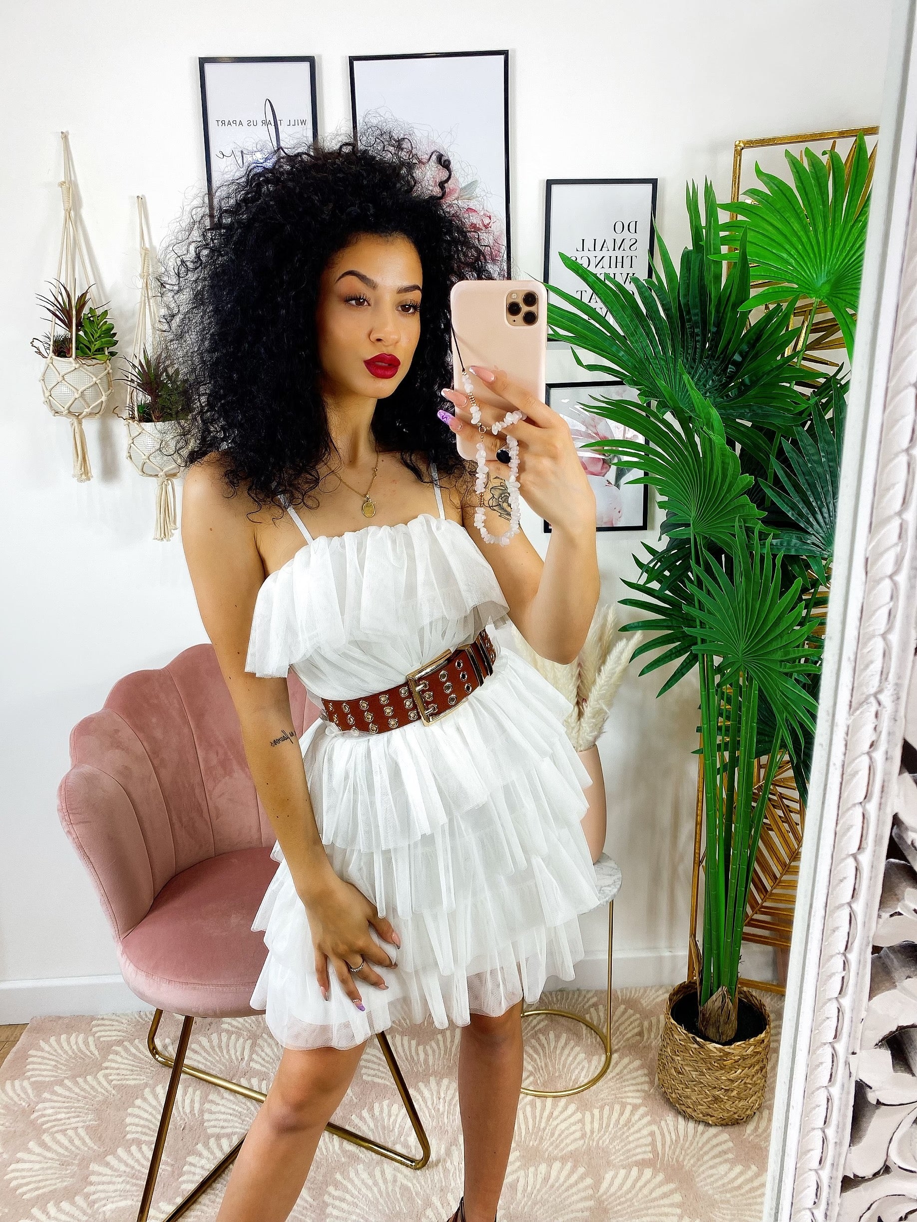 Abito in tulle a balze Venere Bianco