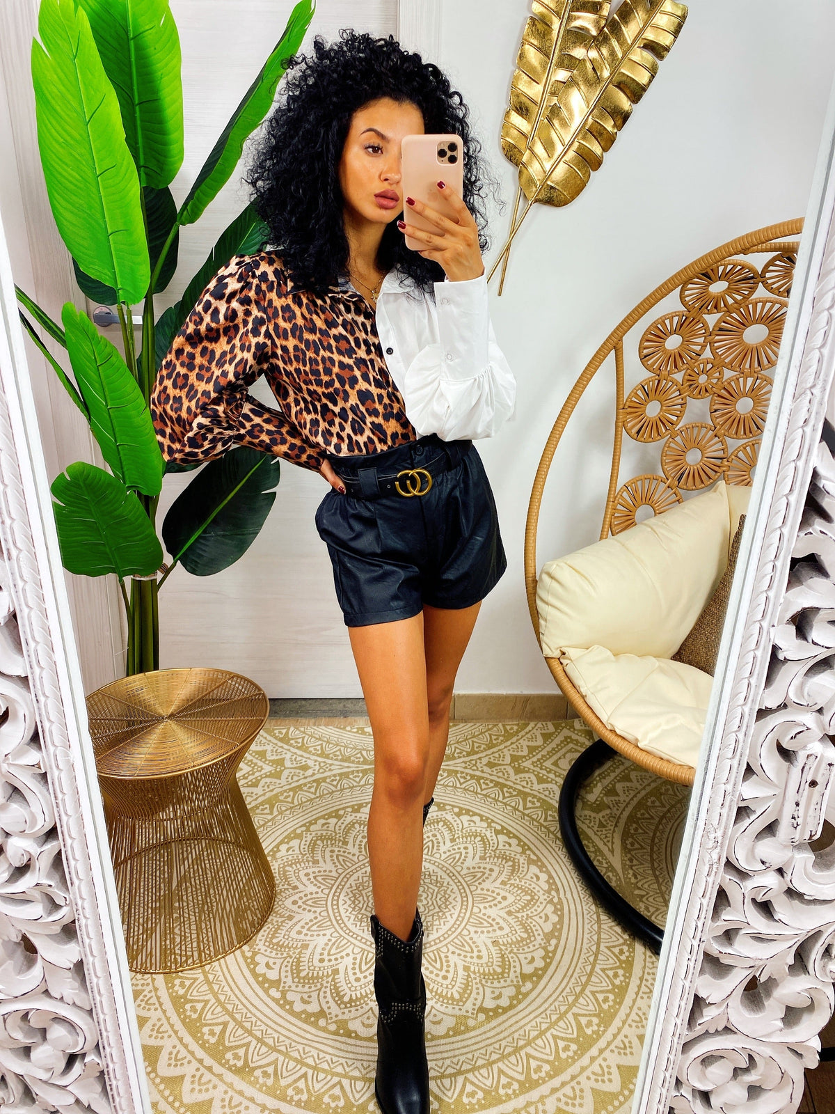 Camicia animalier bicolore