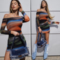 Abito multicolor con scollo base nera
