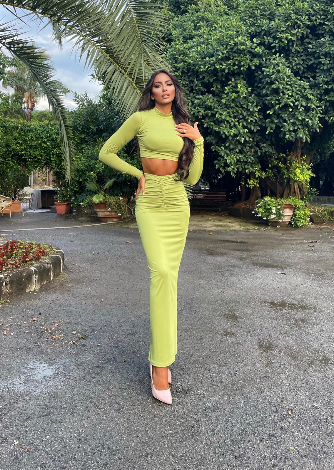 Completo verde mela top e gonna Jasmine