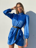 Abito in raso blu elettrico