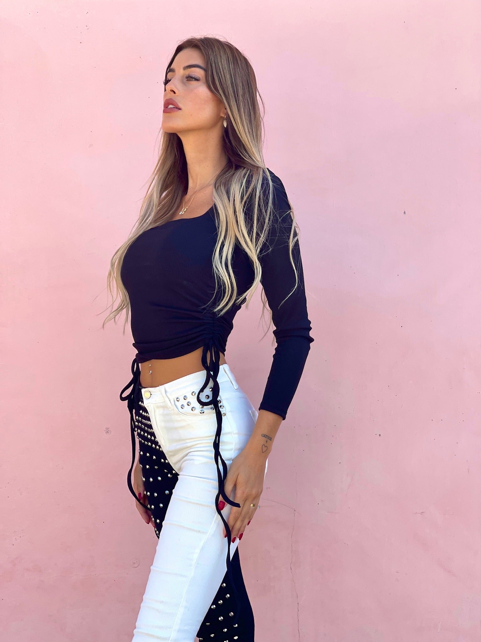 Pantalone black White con borchie