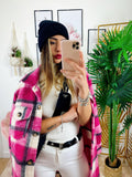 Giacca a quadri lunga Fucsia
