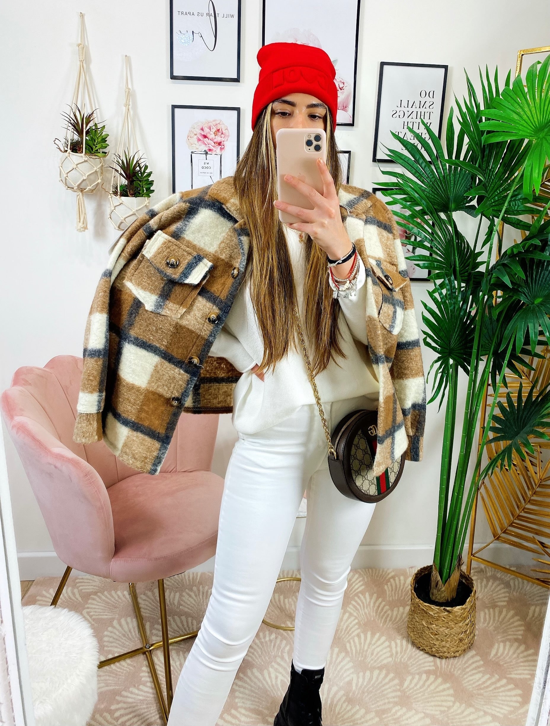 Giacca a quadri Camel