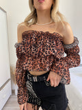 Top animalier scollo a barchetta