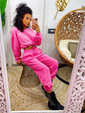 Tuta due pezzi rosa barbie maglia con elastico