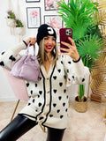 Maxi maglione panna a cuori